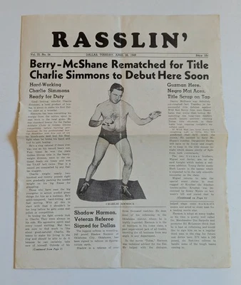 Rasslin’ Wrestling Program 1949 con Jim Mitchell Black Panther y Don Kindred Foto 1 de 4