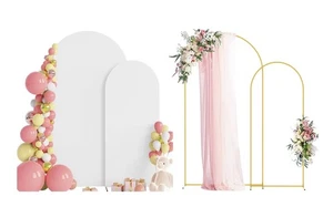 Arch Backdrop Stand Set of 2 With Cover (7.2FT+6FT) Gold Metal NEW OPEN BOX - Picture 1 of 7