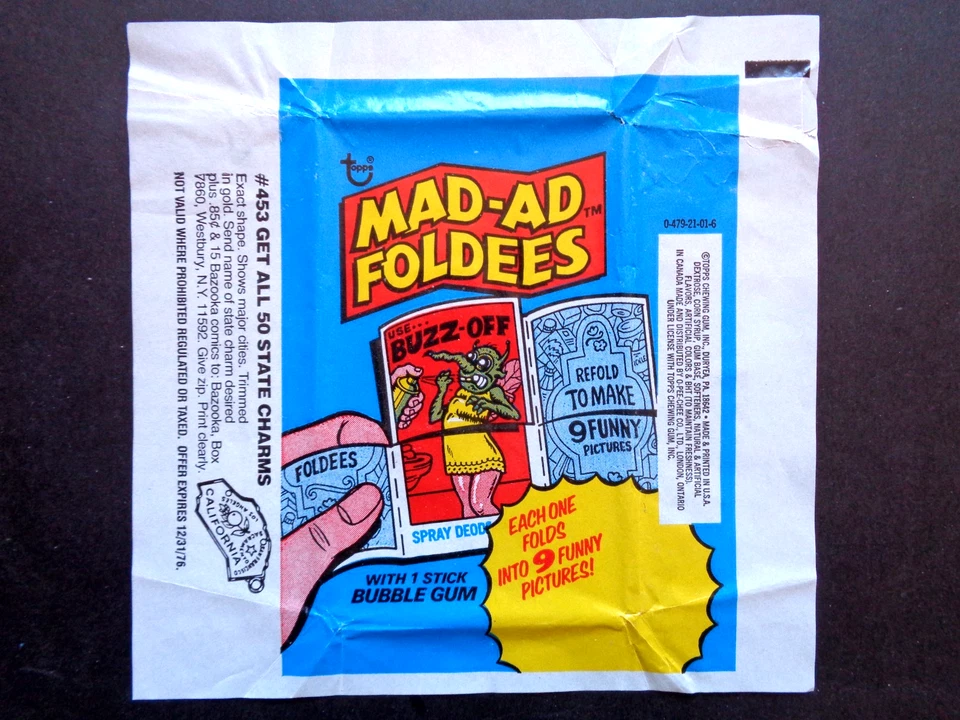 1976 TOPPS *MAD-AD FOLDEES* WAX WRAPPER (State Charms ad) - Image 1 of 2