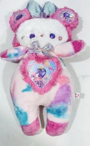 Peluche de conejito hecho a mano Eimy Lala lazos multicolores rosa corazón vientre - Imagen 1 de 8