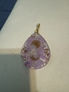 Lavender Flowers Pendant 1/2 In Width And 2 1/2 In Length - Picture 1 of 2
