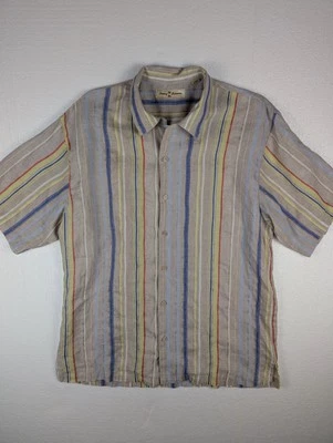 Tommy Bahama Men's XL Linen Button Up Shirt Stripes Hawaiian Tropical Casual - Image 1 of 4