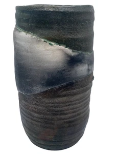 Vintage Raku Pottery Vase Marked Signed 8" tall Japanese American Art Pottery - Picture 1 of 8