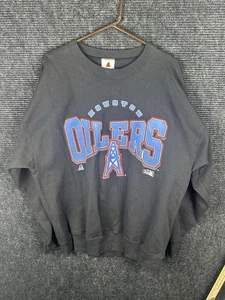 SUDADERA NEGRA VINTAGE RIDDELL HOUSTON OILERS PARA HOMBRE TALLA XL CUELLO REDONDO - Imagen 1 de 10