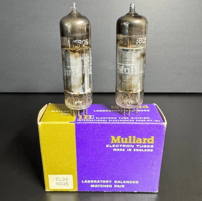 (2) TUBOS DE ALIMENTACIÓN MULLARD EL84/6BQ5 GENUINOS DE COLECCIÓN. Blackburn, Inglaterra 64 de noviembre PROBADO Foto 1 de 4