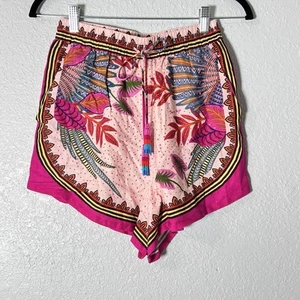 NUEVO CON ETIQUETAS $120 FARM Rio Guacamayo Bufanda Pantalones Cortos Verano Vacaciones Talla Cuentas Boho Rosa XS - Imagen 1 de 8
