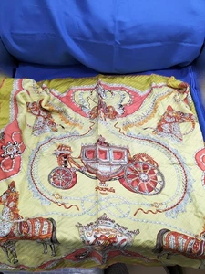 Hermes 90 Paperoles Carruaje Pliegues de Seda Bufanda Etiquetas Multicolor Caja Usada. - Imagen 1 de 14