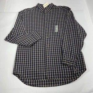 Eddie Bauer Chambray Button Plaid Shirt Mens Size Medium - Picture 1 of 6