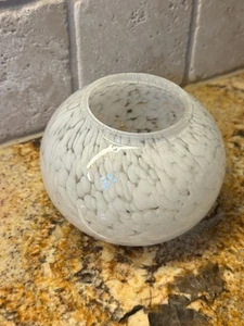 Thomas O Brien Vase Art Glass Candle Holder Vintage Modern White Confetti Bubble - Picture 1 of 5