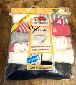 Fruit of the Loom Girls tag free cotton briefs 11 count Size 4 new - Picture 1 of 2