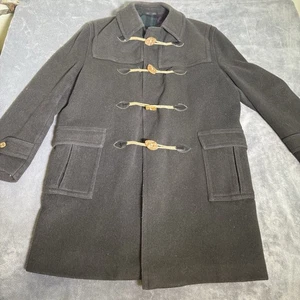 Vintage Lodenfrey Grey Wool Toggle Duffle Coat Plaid Lined West Germany Size XL - Picture 1 of 10