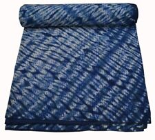 Indian Hand Block Print Vintage Kantha Bedspread Quilt Throw Cotton Blanket 