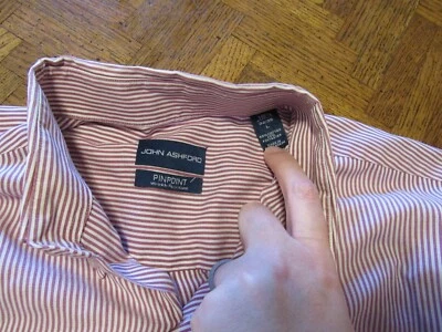 John Ashford Talla Grande Pinpoint Hombre Rayas Manga Larga Vestido Camisa Foto 1 de 4