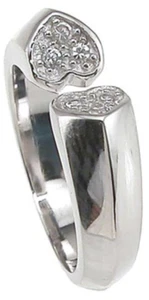 Womens 0.06 Ct Open Face Sterling Silver Heart Pave Fashion Band RING Size 5-9 - Picture 1 of 5