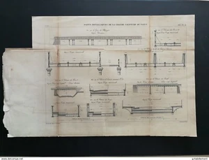 ANNALES PONTS et CHAUSSEES (Dep 75) - Plan de ponts métalliques de Paris 1883 - Imagen 1 de 4