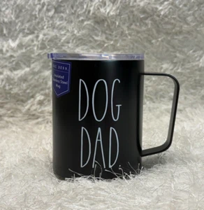 Rae Dunn "DOG DAD". Isolierter Reisekaffee 12 Unzen Becher & Deckel Schwarz Edelstahl - Bild 1 von 5