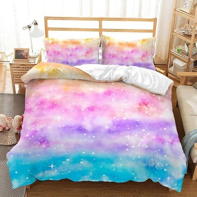 Rainbow Bedding Set Best Holiday Gift Quilt Duvet Cover Single Double King Size - Image 1 of 4