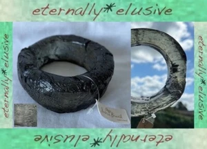 SOBRAL Signed JACKIE BRAZIL Oversized Irregular CHARCOAL Cuff Bangle Vintage NWT - Picture 1 of 17