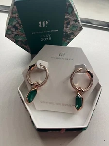 Bomb Party NEW May 2025 Earrings Lush Garden Glam Rose Gold Emerald - Picture 1 of 2