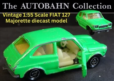 BRIGHT GREEN FIAT 127 ORIGINAL 1970's FRENCH MAJORETTE VINTAGE DIECAST MODEL CAR - Image 1 of 4