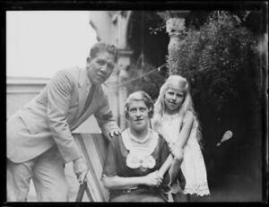 Boxer George Cook with his daughter and his wife sitting outdo - 1930s Old Photo