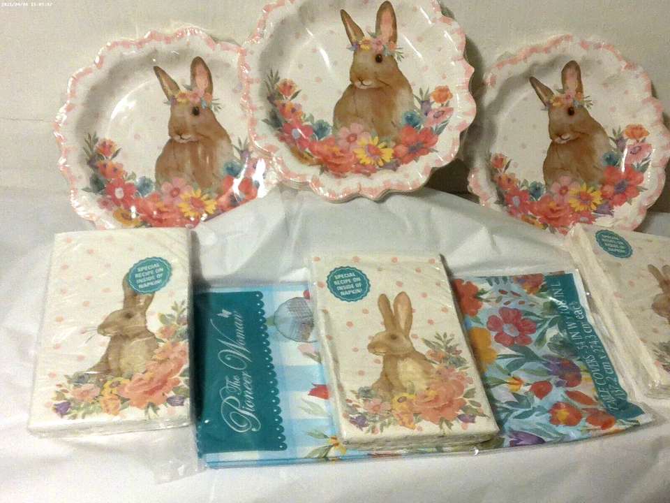 Lote de manteles, platos, servilletas The Pioneer Woman Easter Bunny Spring Party Suppies Foto 1 de 4