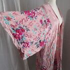 Angie's Women's Rayon Long Line Kimono Top Pink Floral One Size