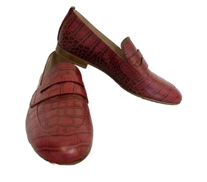 Conflict of Interest Women Loafer Leather Size 38 AU 7 Red New Made in Italy - Picture 1 of 14