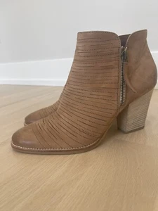 New PAUL GREEN Sz 10 Leather Malibu Sliced Zip Bootie CHUNKY NUBUCK SISAL CAMEL - Picture 1 of 13