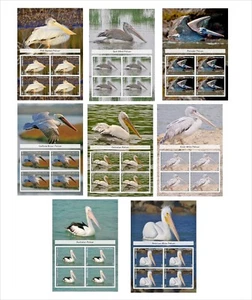 2011 PELICANS BIRDS 8 SOUVENIR SHEETS MNH UNPERFORATED - Picture 1 of 1