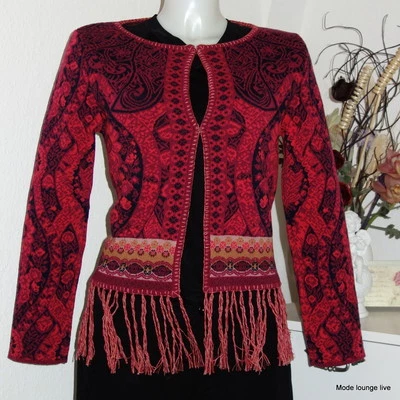Kooi Jacket Cardigan 15124 Fringes Red Indian Gipsy Wool - Image 1 of 4