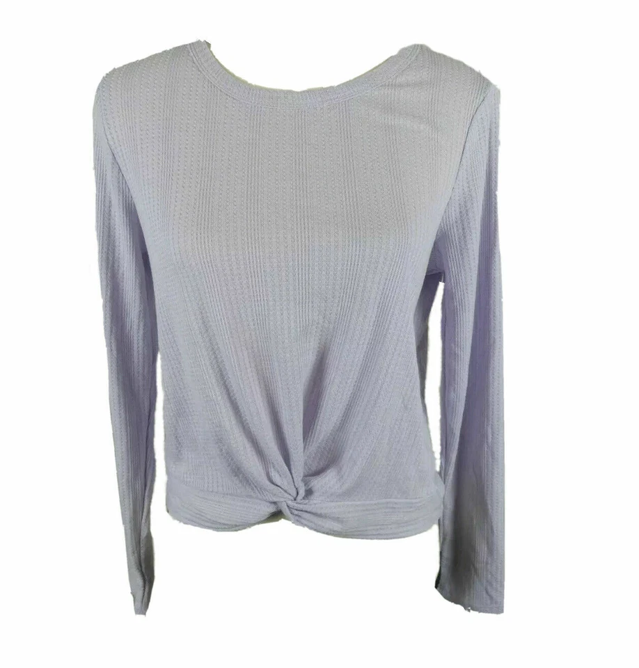 Pink Rose Juniors Size L Purple Twisted Waffle-knit Top
