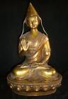 10.6" Old Tibet Tibetan 24K Gold Gilt Bronze Tsonkhapa Buddha Statue