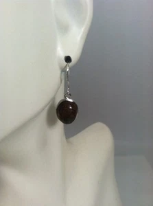 Neu ohne Etikett ovale braune Edelsteine 925 Silber Pierce Ohrhänger #252 - Bild 1 von 7