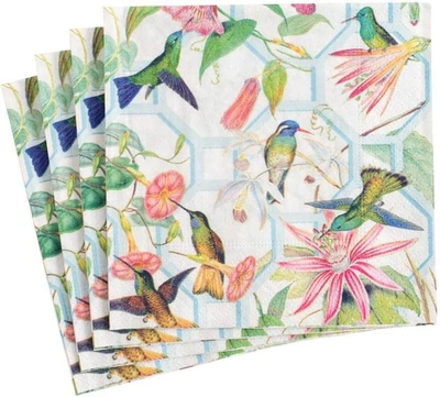 Caspari Hummingbird Trellis Paper Cocktail Napkins - 40 Count - Изображение 1 из 4