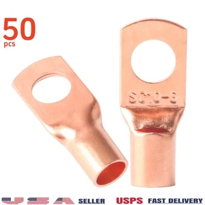 50pcs SC10-6 Battery Cable Lug Copper Ring Terminals Crimp Wire Connectors - Picture 1 of 6