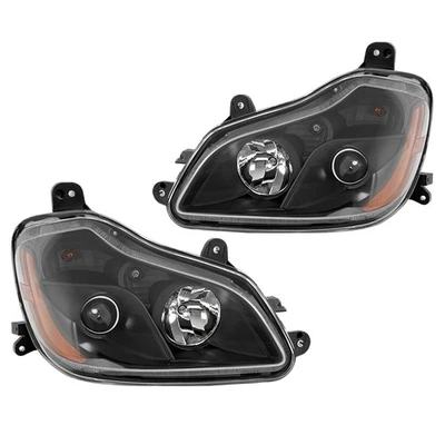 Black Projector Headlights Assembly W/Bulbs For Kenworth T680 2013-2021 2016 - Image 1 of 4