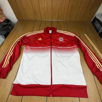 Adidas FC Bayern Munich Chaqueta de Pista Rojo Blanco Dorado Rayas Cremallera Completa Para Hombre XL Foto 1 de 4
