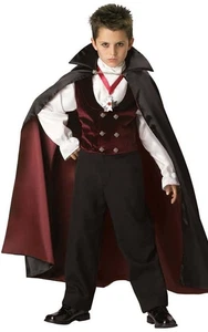 GOTHIC VAMPIRE LORD ELITE DELUXE CHILD BOYS FANCY DRESS HALLOWEEN SCARY COSTUME - Picture 1 of 2