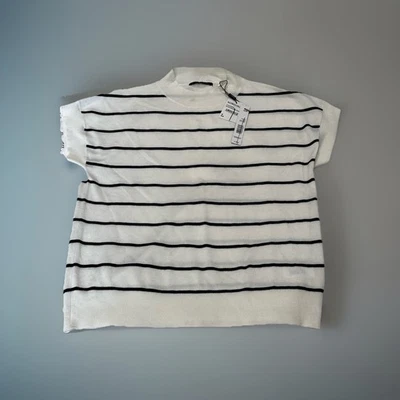 Suéter Pullover Tahari Mujer Talla M Cuello Simulado Suave Elastizado Tejido Negro Blanco Nuevo con Etiquetas Foto 1 de 4