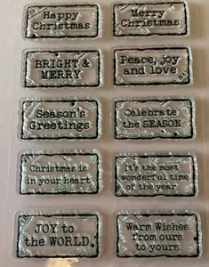 Clear Stamps Christmas Sentiments Transparent Stamp Words Font Card Making - Picture 1 of 8