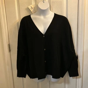 NWT A New Day Women’s Plus 4X Black V-Neck Button Front Cardigan Drop Shoulder - Picture 1 of 19