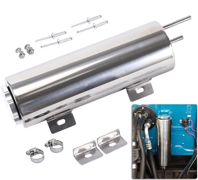 3" X 10" 32OZ Polished Stainless Steel Radiator Coolant Overflow Catch Tank Can - Image 1 of 4
