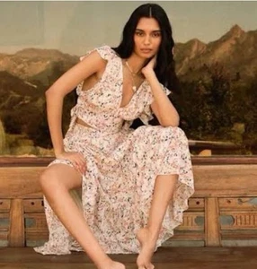 Conjunto Top/Falda Larga Free People Pretty Daze Marfil Floral Talla XL~ESTILOGADO - Imagen 1 de 12