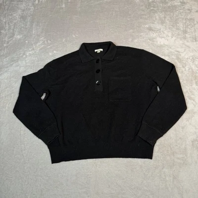 Suéter de cachemir J Crew para hombre pequeño negro polo manga larga informal Foto 1 de 4