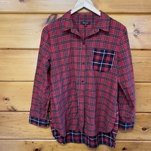 Madewell Ex-Boyfriend Button Up LS Shirt Oberteil rot kariert Patchwork Damen M - Bild 1 von 4
