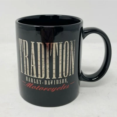 Harley Davidson Black Coffee Mug TRADITION Silver Red 2000 - Photo 1/4