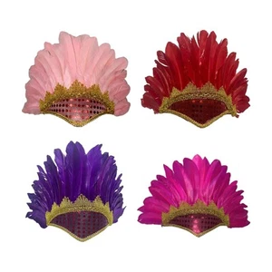 Feather Headdress Costume Decoration Hair Band Chief Indian Hat for Party Mardi - Picture 1 of 24