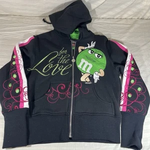 JH Design Kids M&M Sweatshirt GREEN M & M Embroidered Zip Hoodie size XL Y2K C1 - Picture 1 of 15
