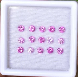 Natural Royal Pink Sapphire 15 Pcs Round Certified 3.10 mm Loose Gemstone - Picture 1 of 6